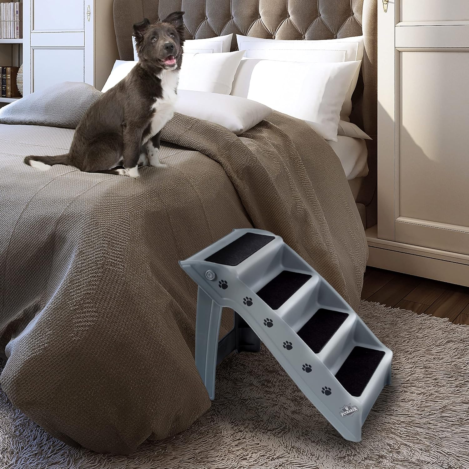 Convenient Access for Your Furry Friend: Foldable 4-Step Dog Stairs