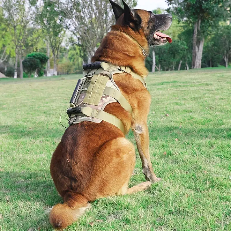 Tactical Dog Harness for Large Dogs: Adjustable Military Dog Vest with Handle