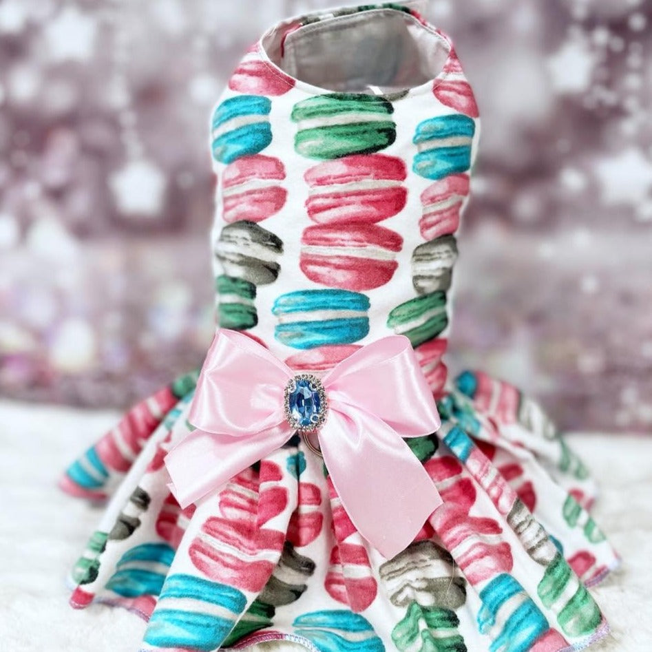 Macaron Medley Snuggle Flannel Dog Dress with Removable