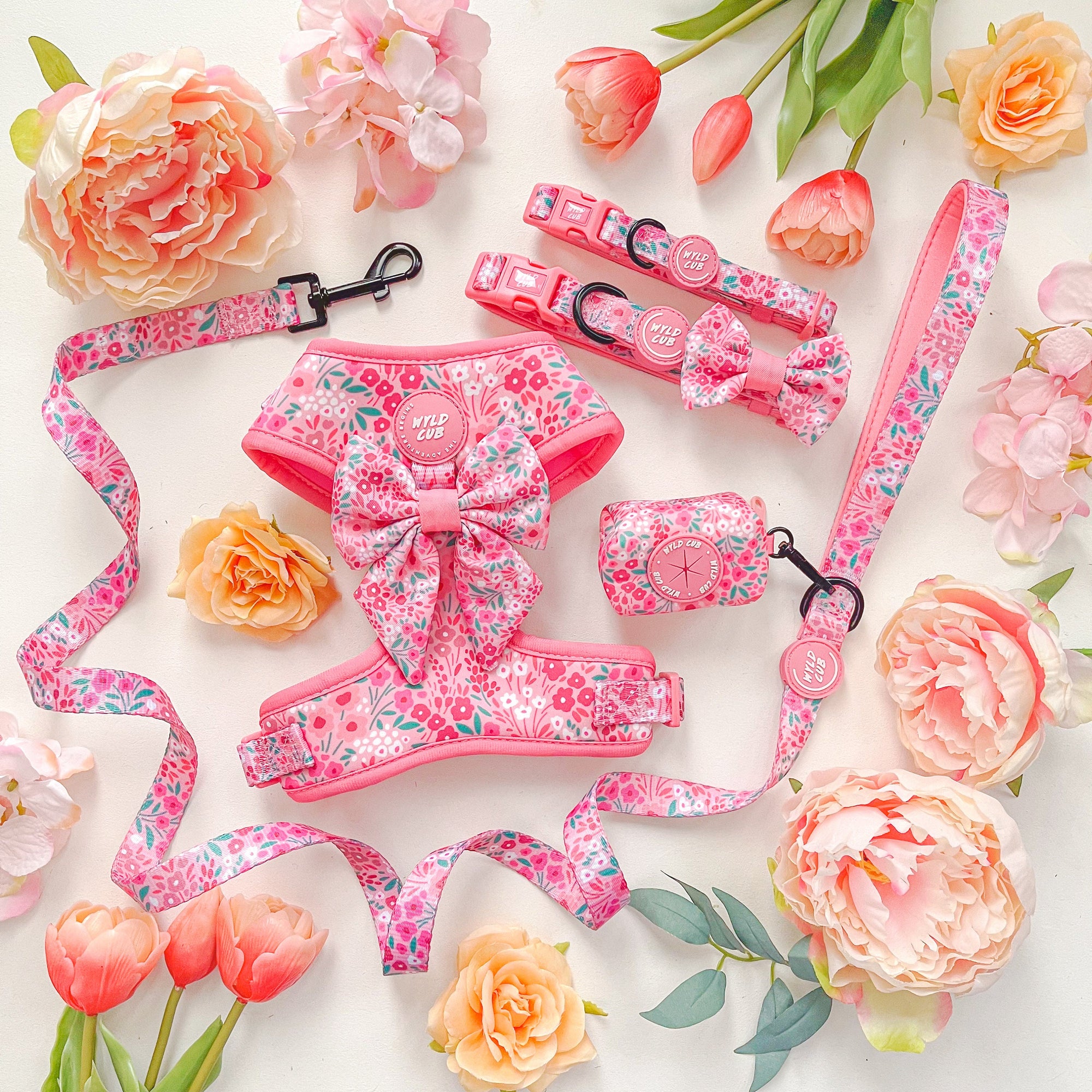 Paw Prize Adjustable Dog Harness in Pink Floral