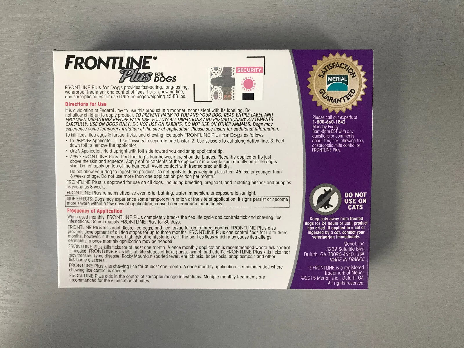 Frontline Plus Flea and Tick Control for Large Dog 45-88lbs 6 Months / doses