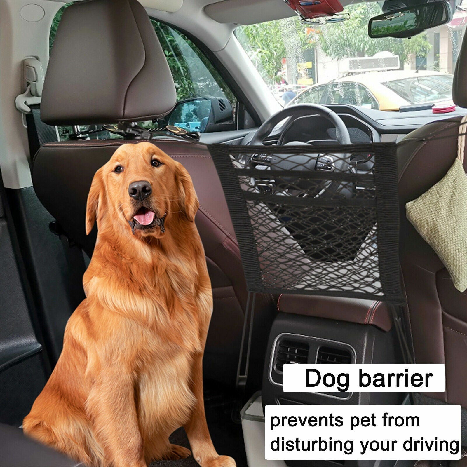 Car Dog Pet Barrier Guard – Back Seat Safety Protector Mesh Net