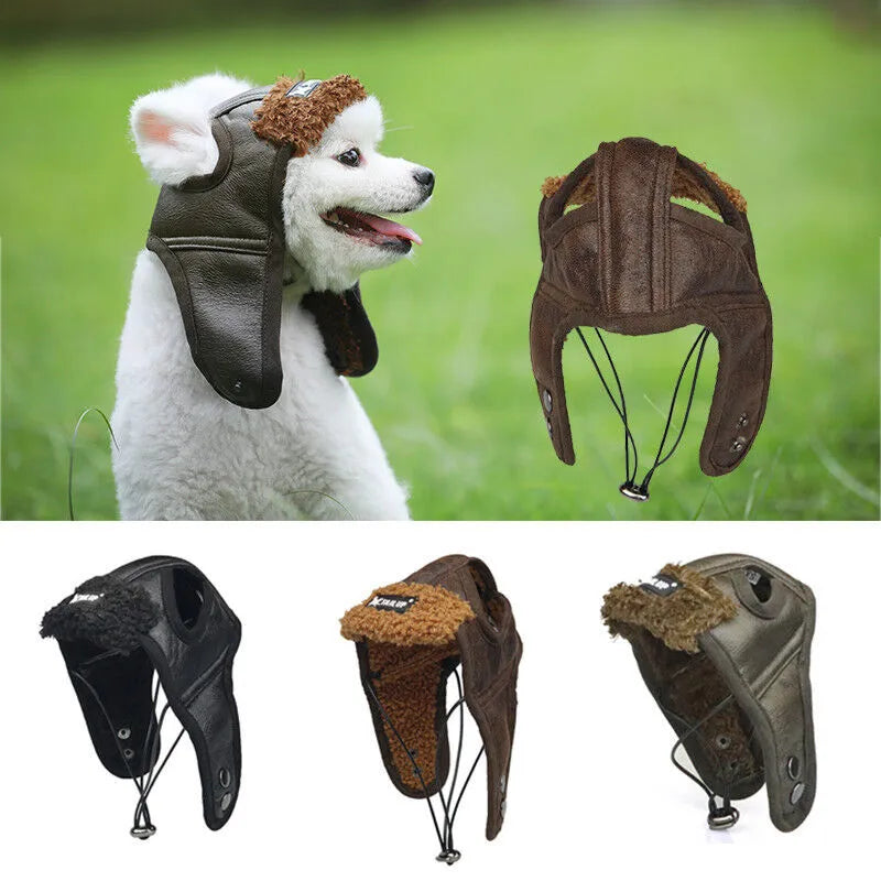 Ride in Style with Your Pup: Pet Dog Warm Windproof Helmets Cap