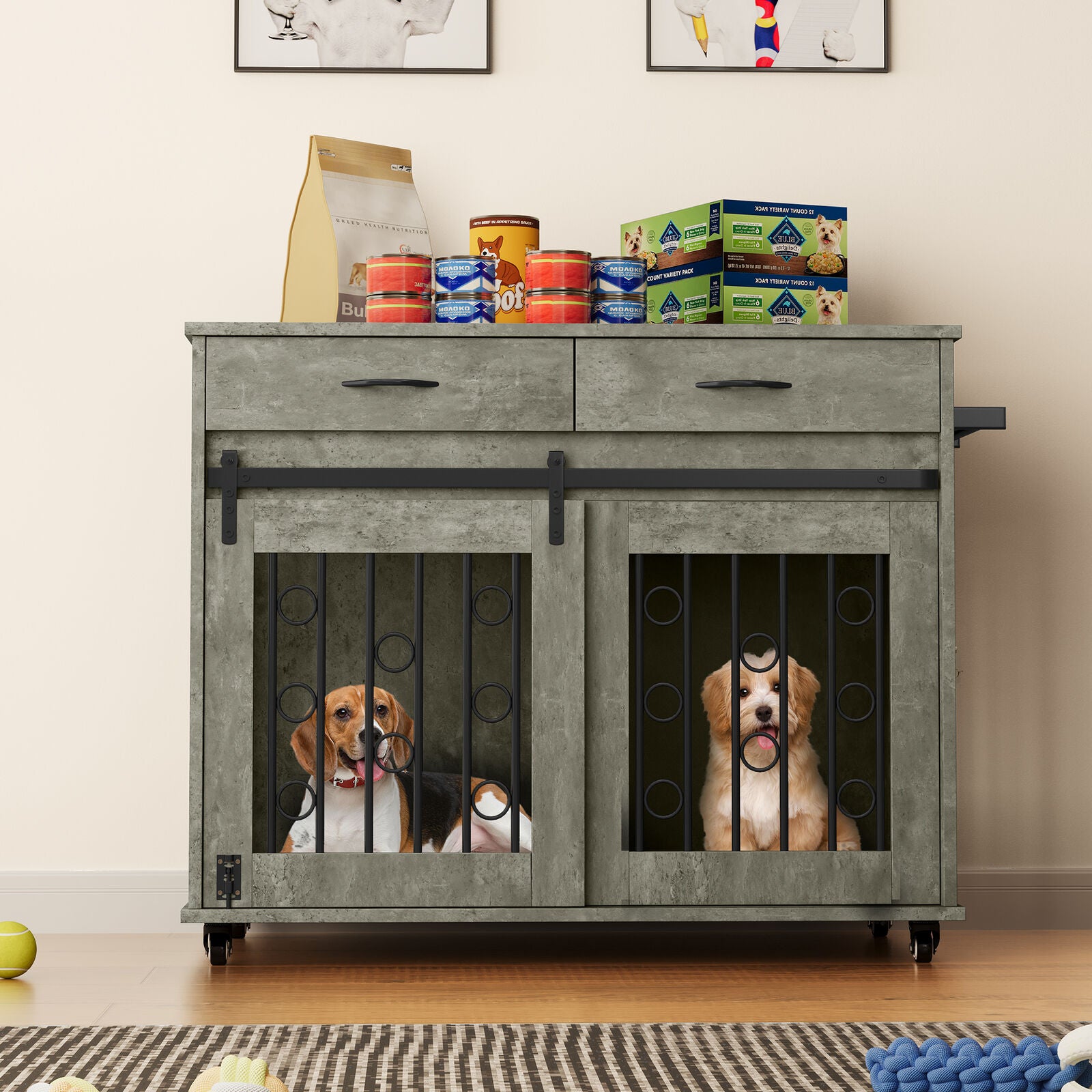 39 in Dog Crate Furniture Wooden Indoor Dog Kennel End Table Pet cage Furniture