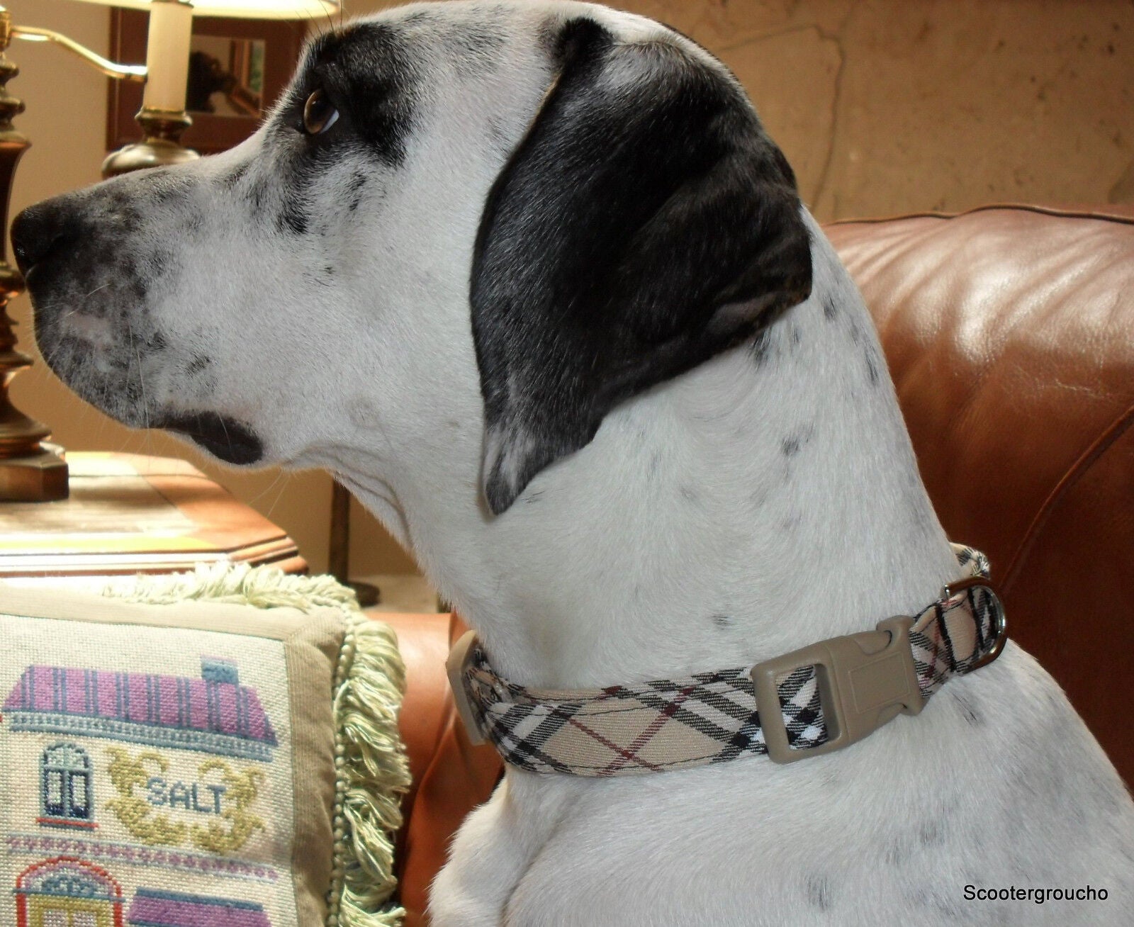 Classic Check Plaid Handcrafted Dog Collar